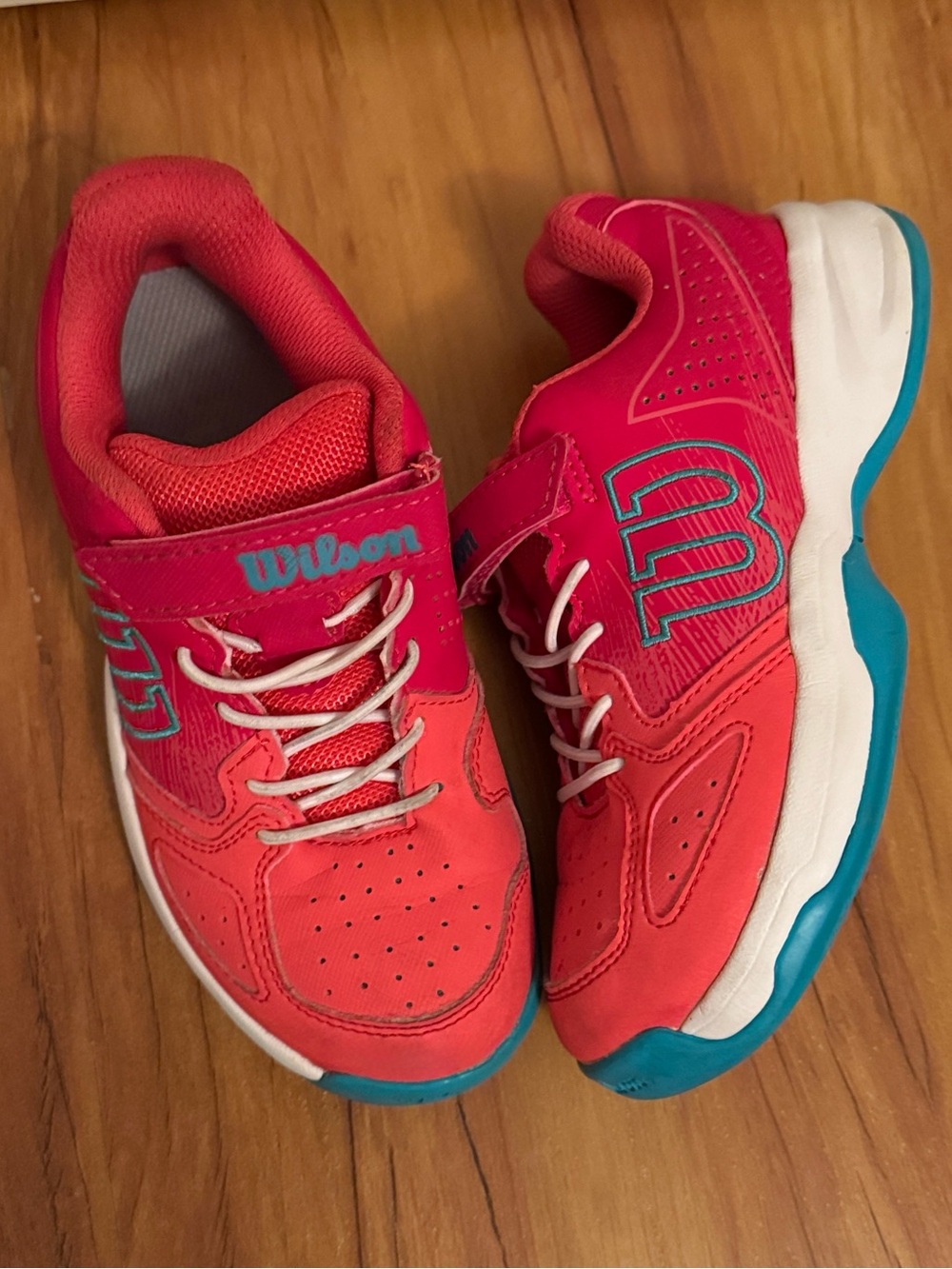 Wilson Kids Coral Pink Sneakers with Teal Accents
